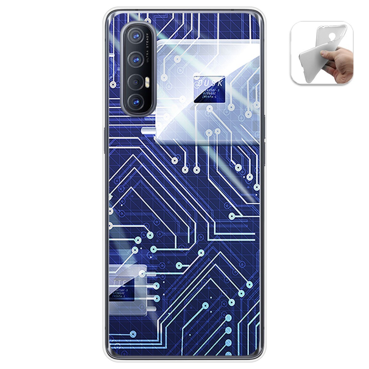 Funda Gel Tpu para Oppo Find X2 Neo diseño Circuito Dibujos