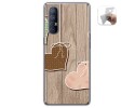 Funda Gel Tpu para Oppo Find X2 Neo diseño Corazones Madera Dibujos