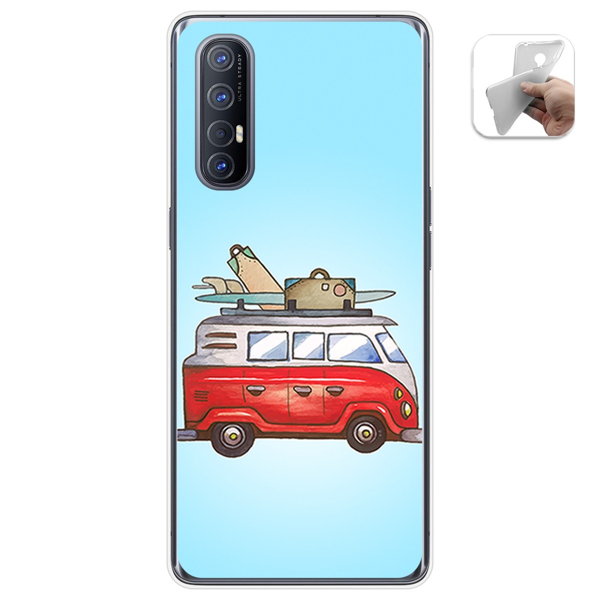 Funda Gel Tpu para Oppo Find X2 Neo diseño Furgoneta Dibujos
