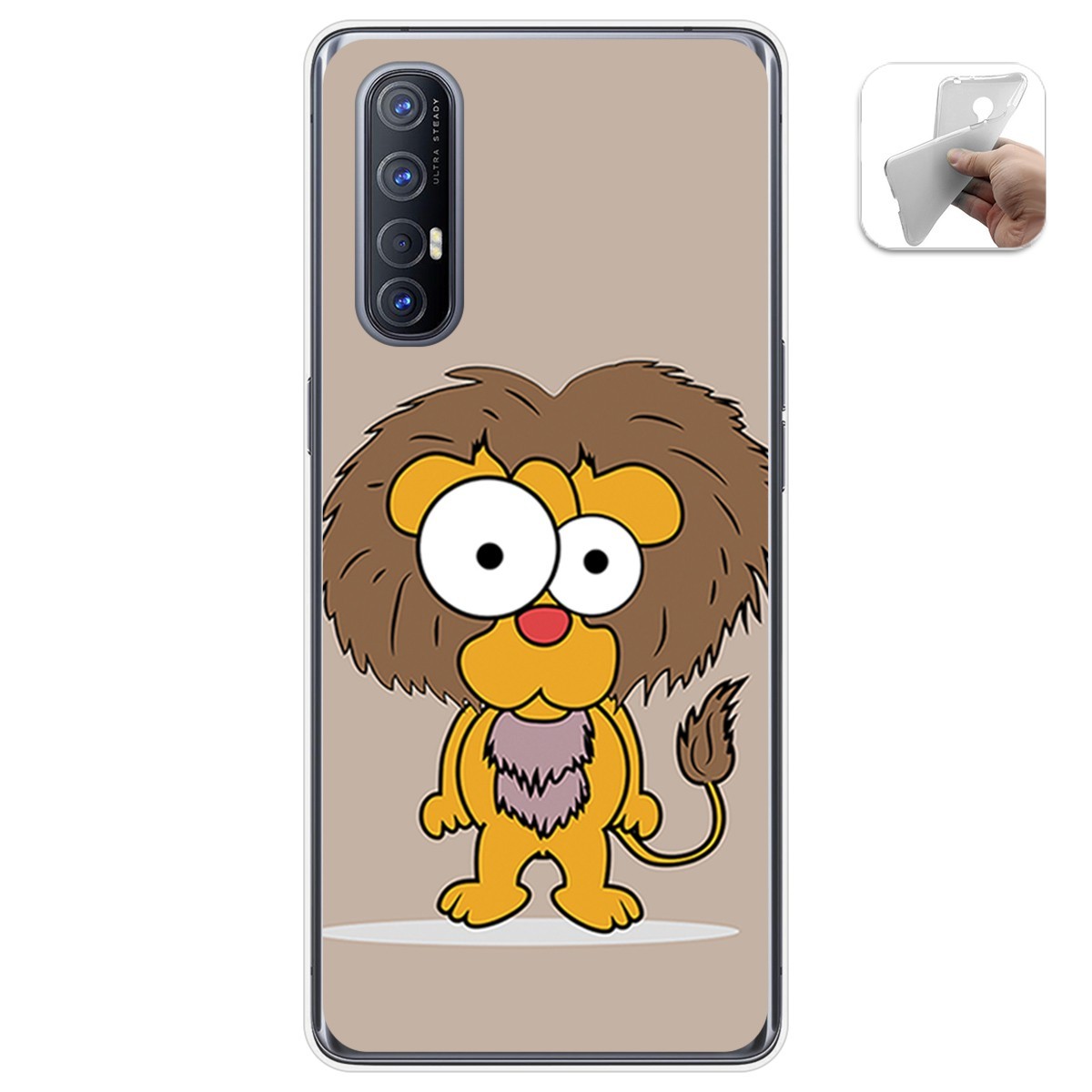 Funda Gel Tpu para Oppo Find X2 Neo diseño Leon Dibujos