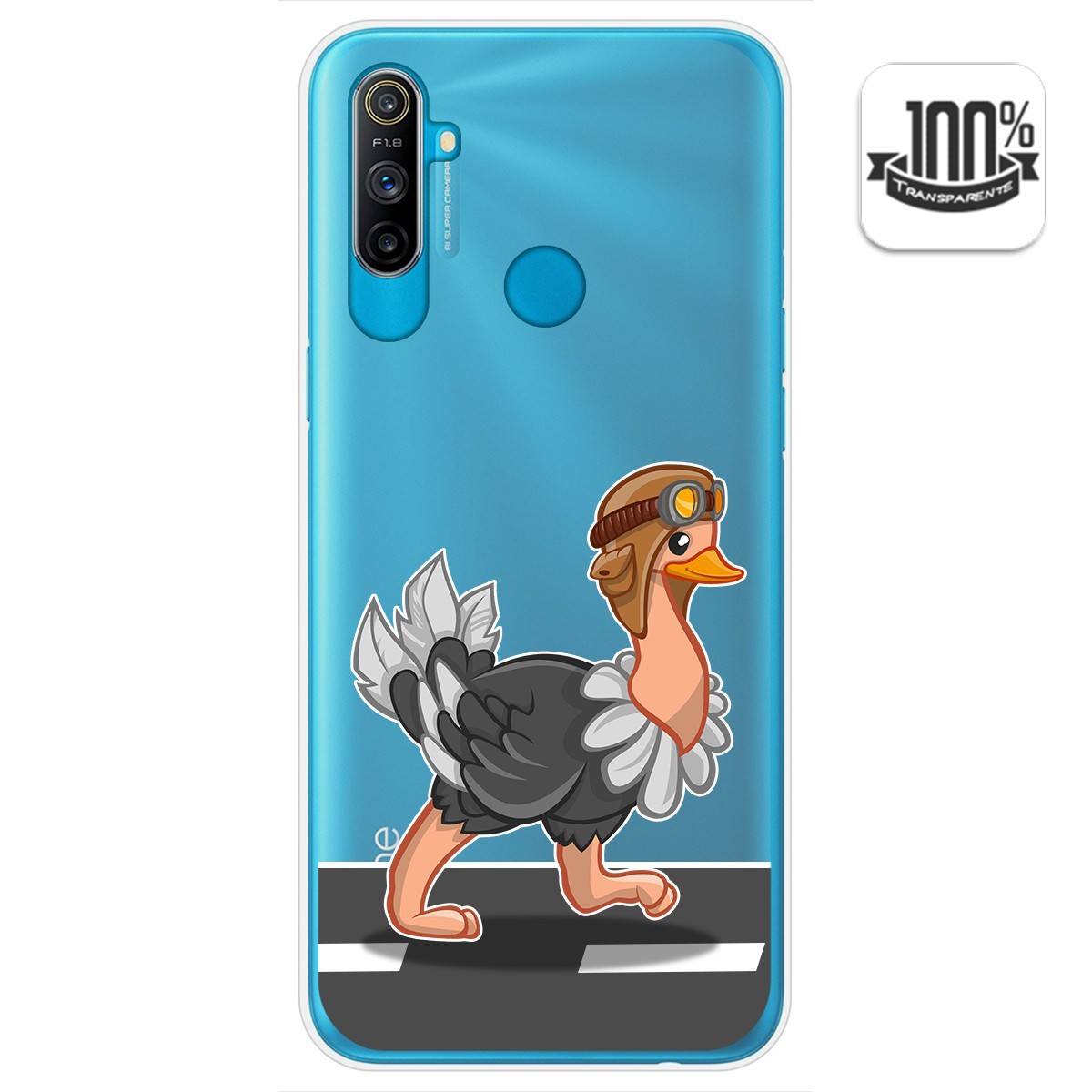 Funda Gel Transparente para Realme C3 diseño Avestruz Dibujos