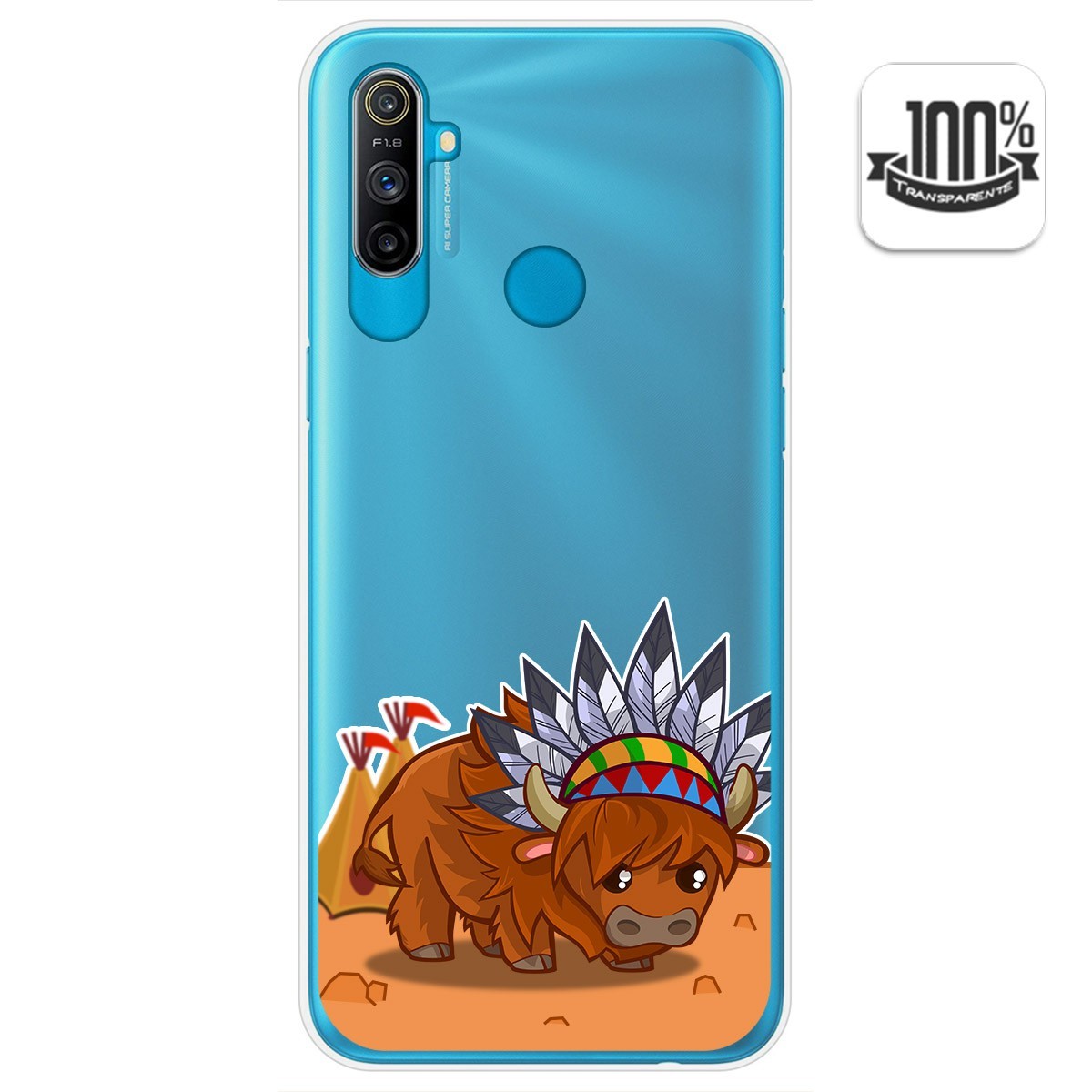 Funda Gel Transparente para Realme C3 diseño Bufalo Dibujos