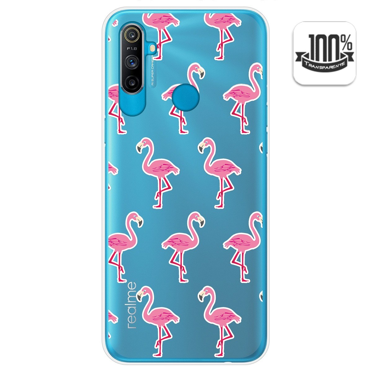 Funda Gel Transparente para Realme C3 diseño Flamenco Dibujos
