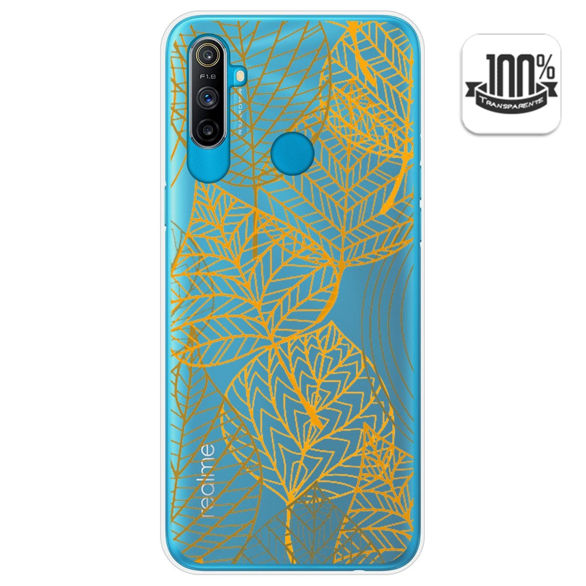 Funda Gel Transparente para Realme C3 diseño Hojas Dibujos