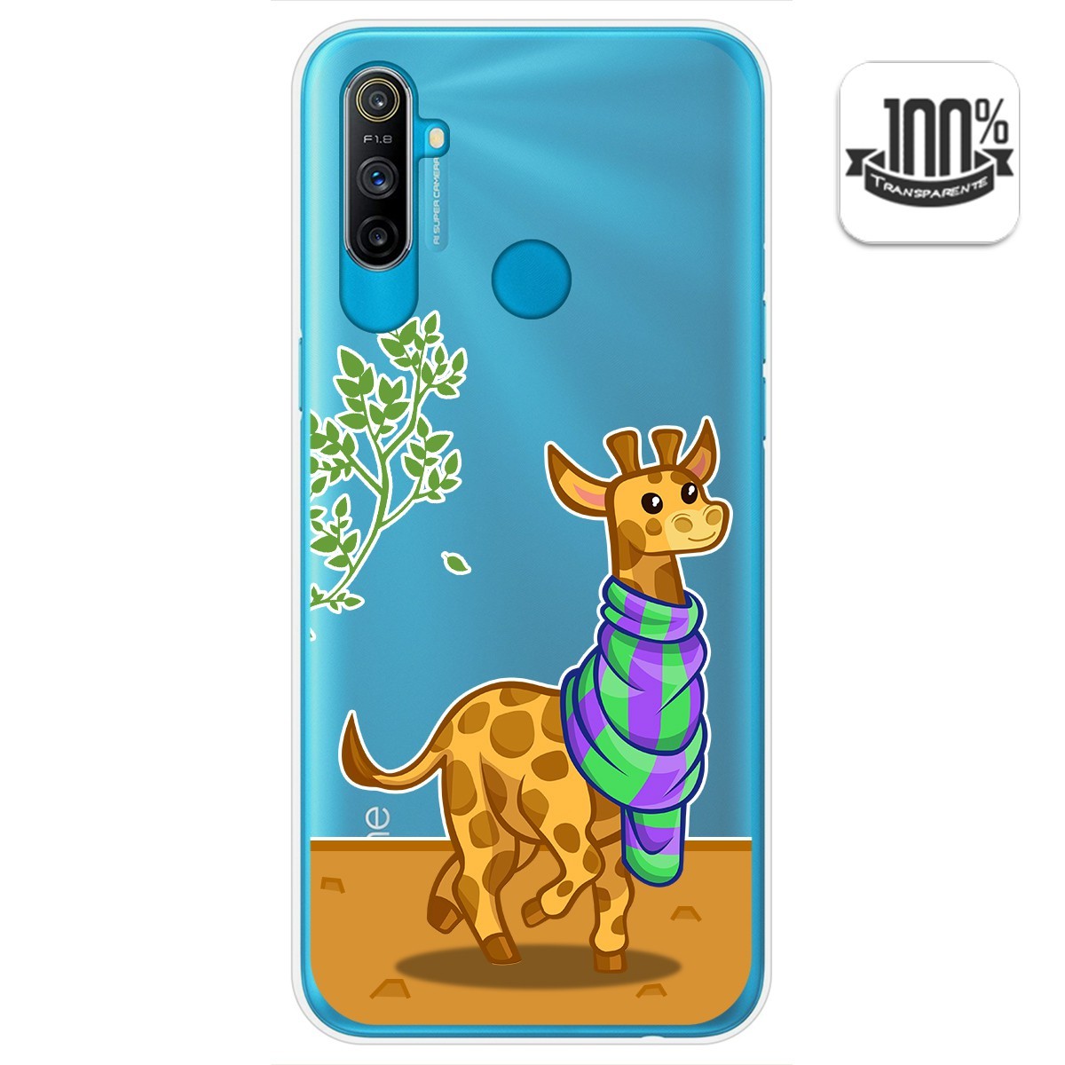 Funda Gel Transparente para Realme C3 diseño Jirafa Dibujos