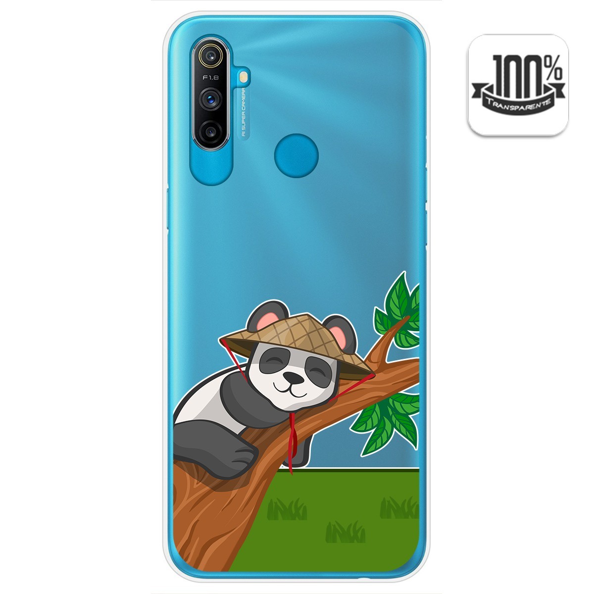 Funda Gel Transparente para Realme C3 diseño Panda Dibujos
