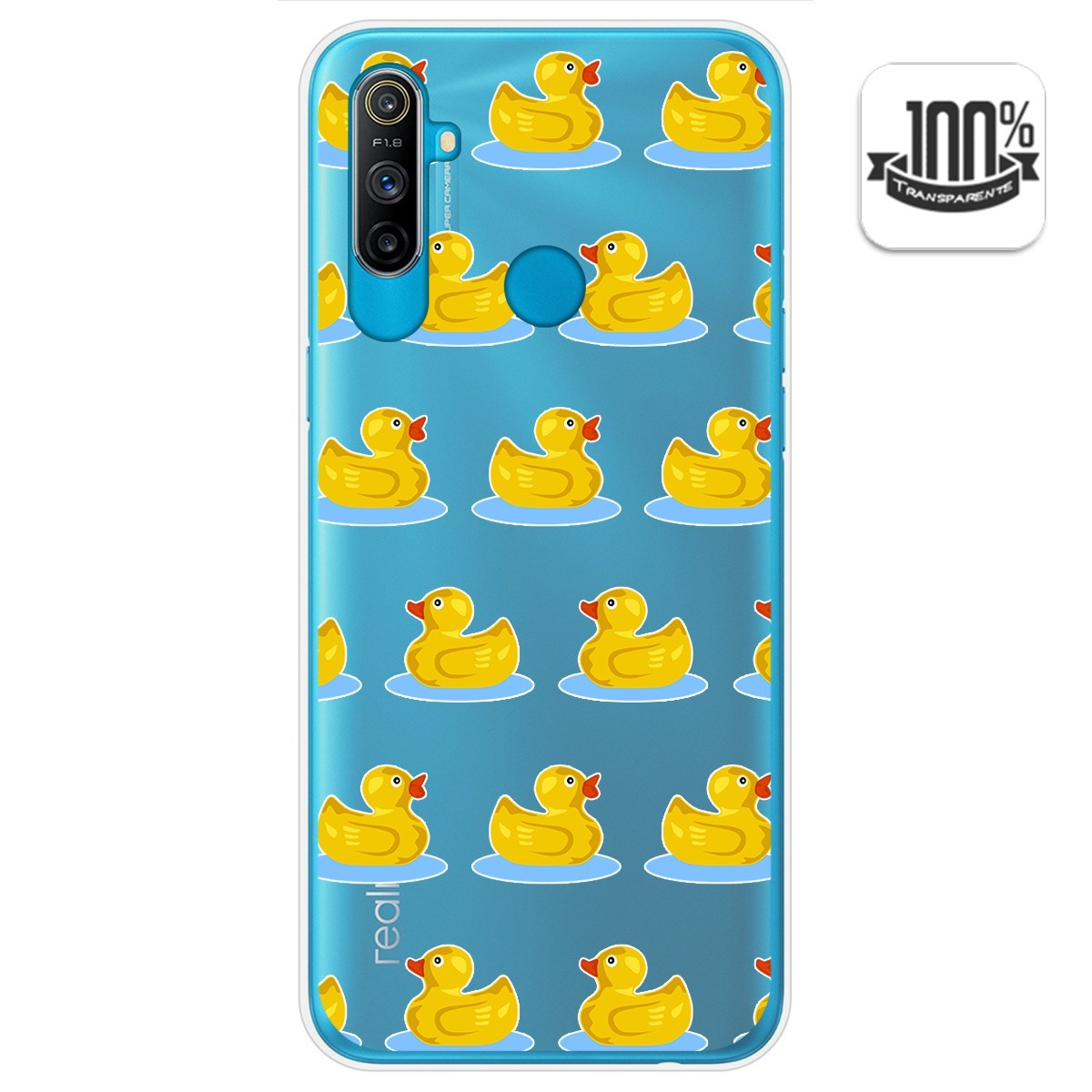 Funda Gel Transparente para Realme C3 diseño Pato Dibujos