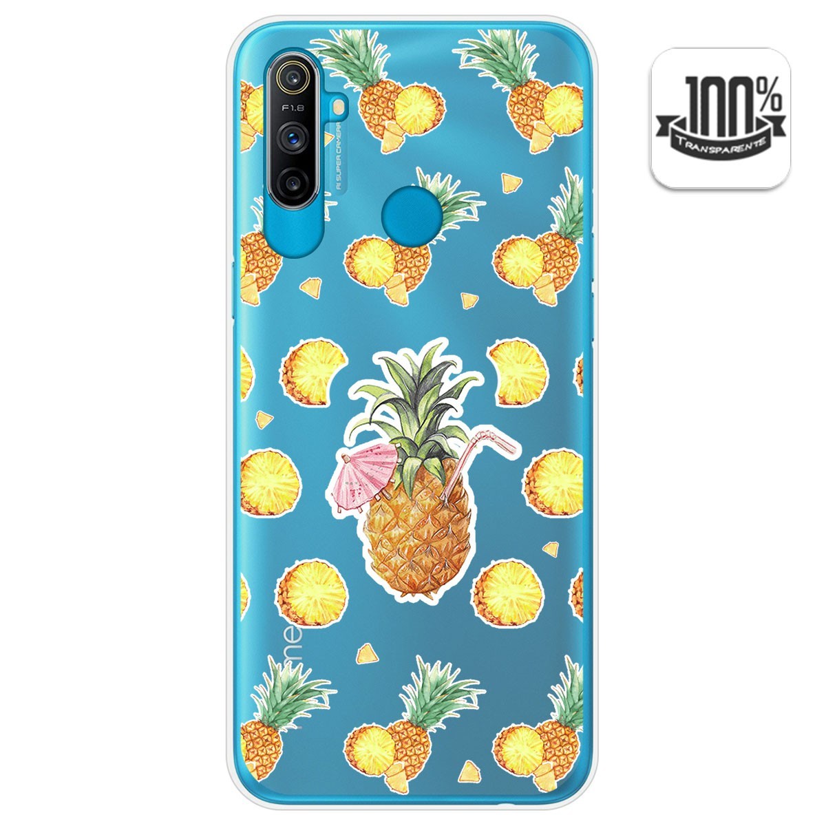 Funda Gel Transparente para Realme C3 diseño Piña Dibujos