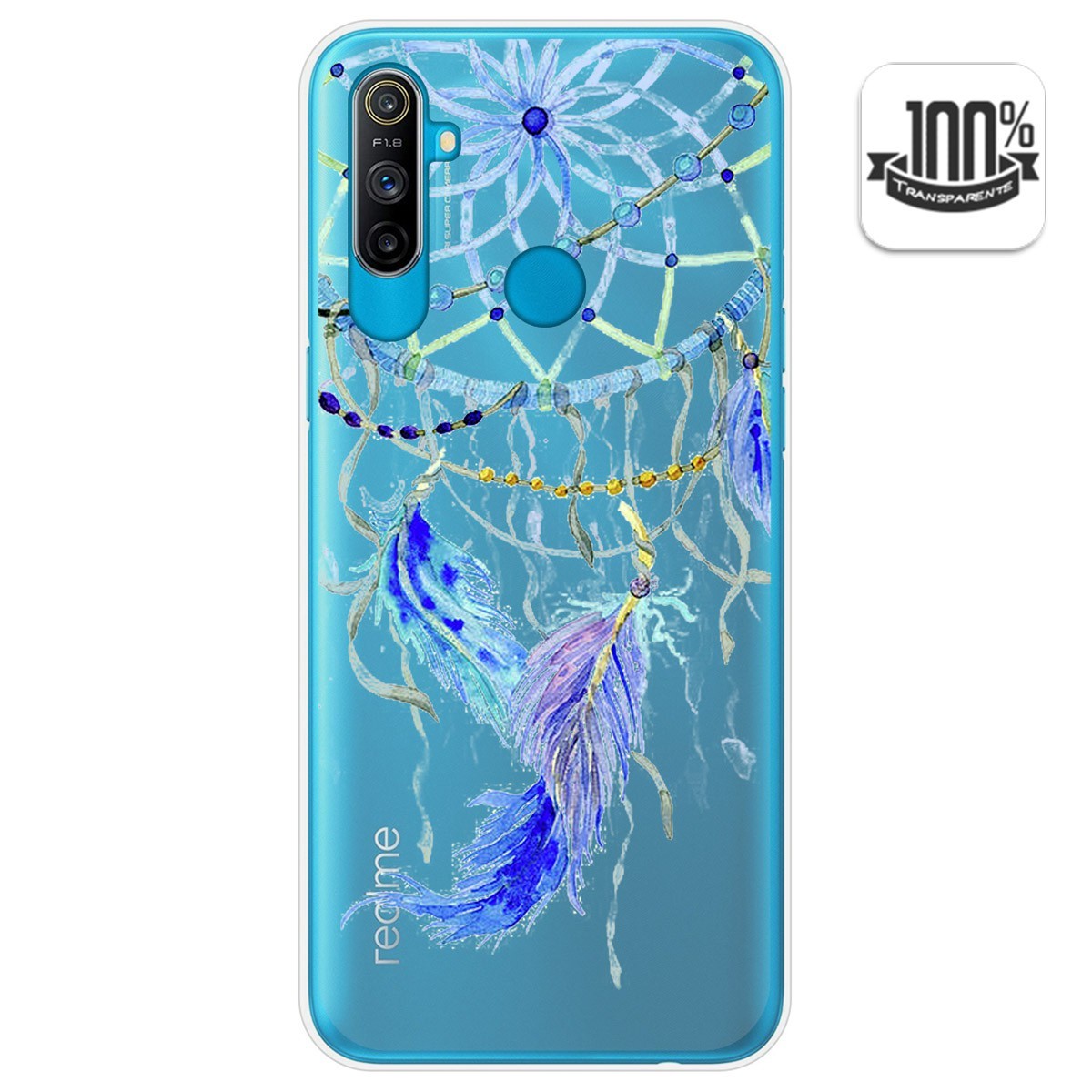 Funda Gel Transparente para Realme C3 diseño Plumas Dibujos