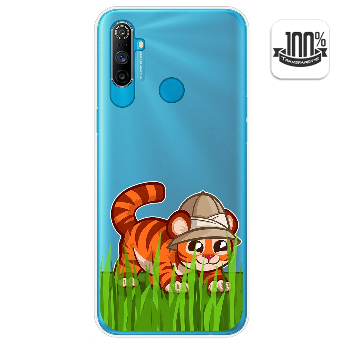 Funda Gel Transparente para Realme C3 diseño Tigre Dibujos