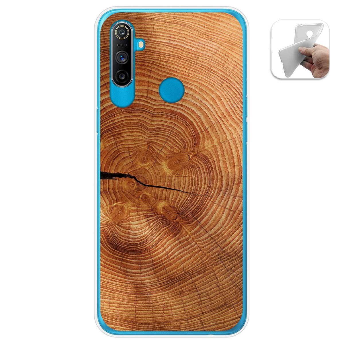 Funda Gel Tpu para Realme C3 diseño Madera 04 Dibujos