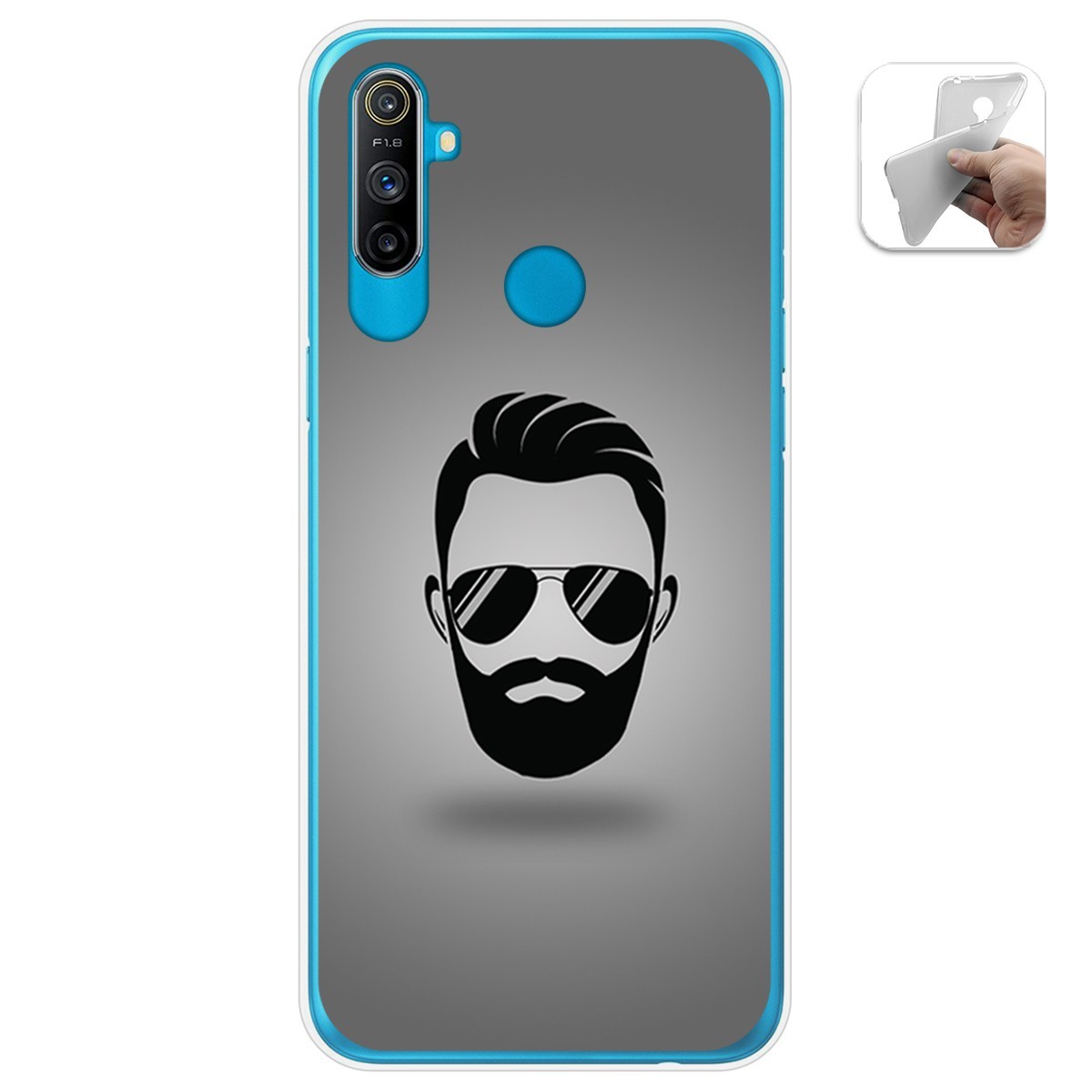 Funda Gel Tpu para Realme C3 diseño Barba Dibujos