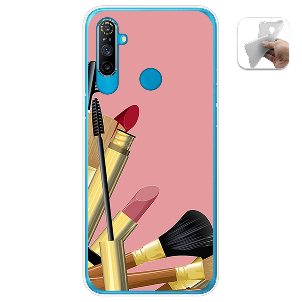 Funda Gel Tpu para Realme C3 diseño Brochas Dibujos