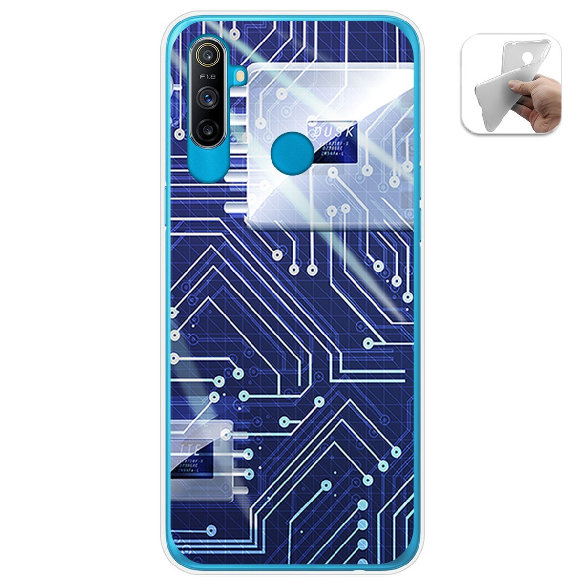 Funda Gel Tpu para Realme C3 diseño Circuito Dibujos
