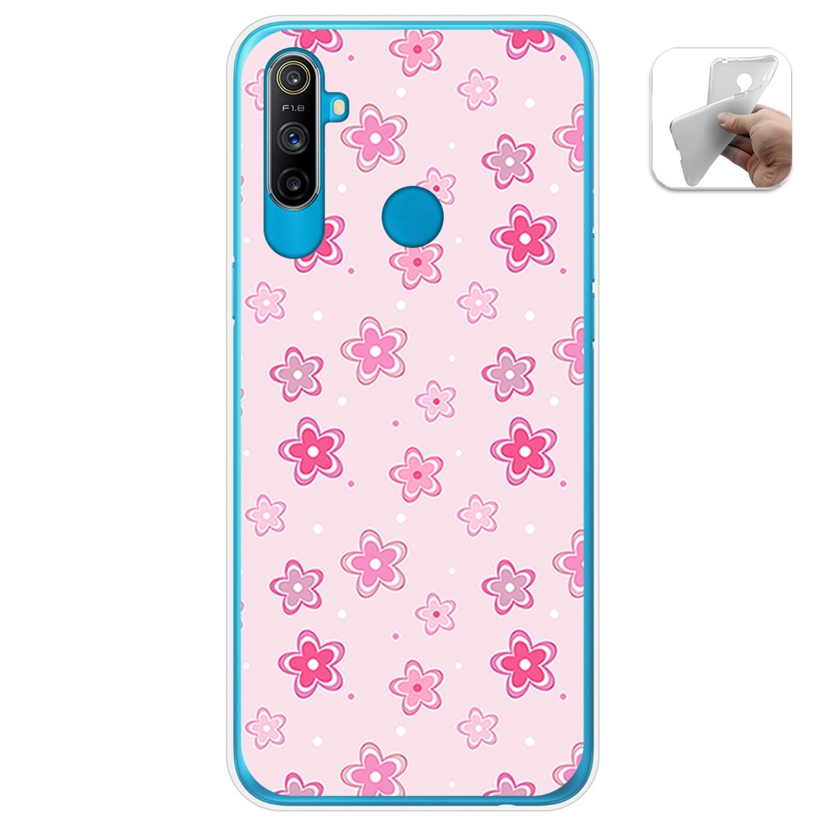 Funda Gel Tpu para Realme C3 diseño Flores Dibujos