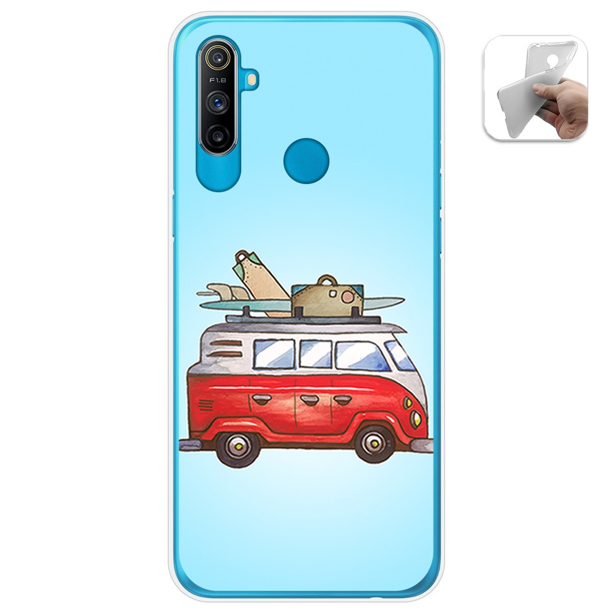 Funda Gel Tpu para Realme C3 diseño Furgoneta Dibujos