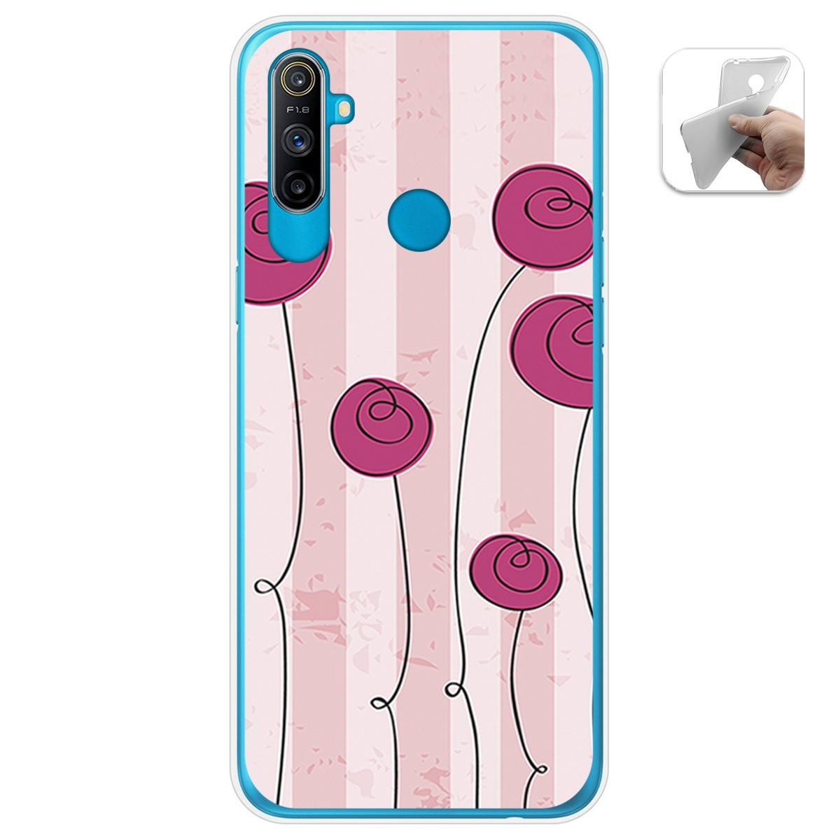 Funda Gel Tpu para Realme C3 diseño Flores Vintage Dibujos