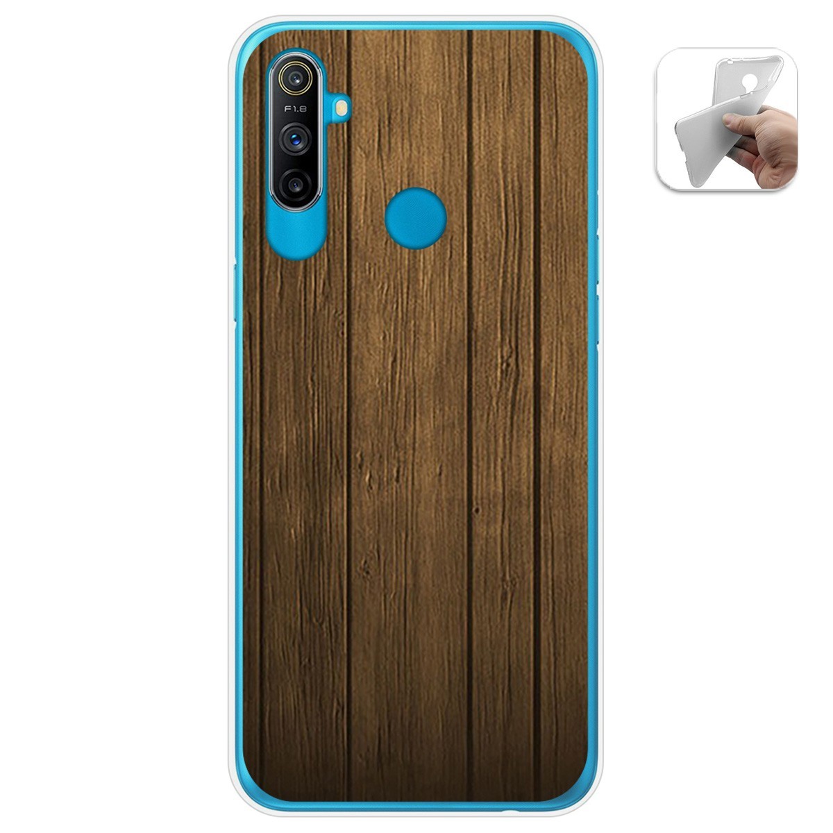 Funda Gel Tpu para Realme C3 diseño Madera Dibujos