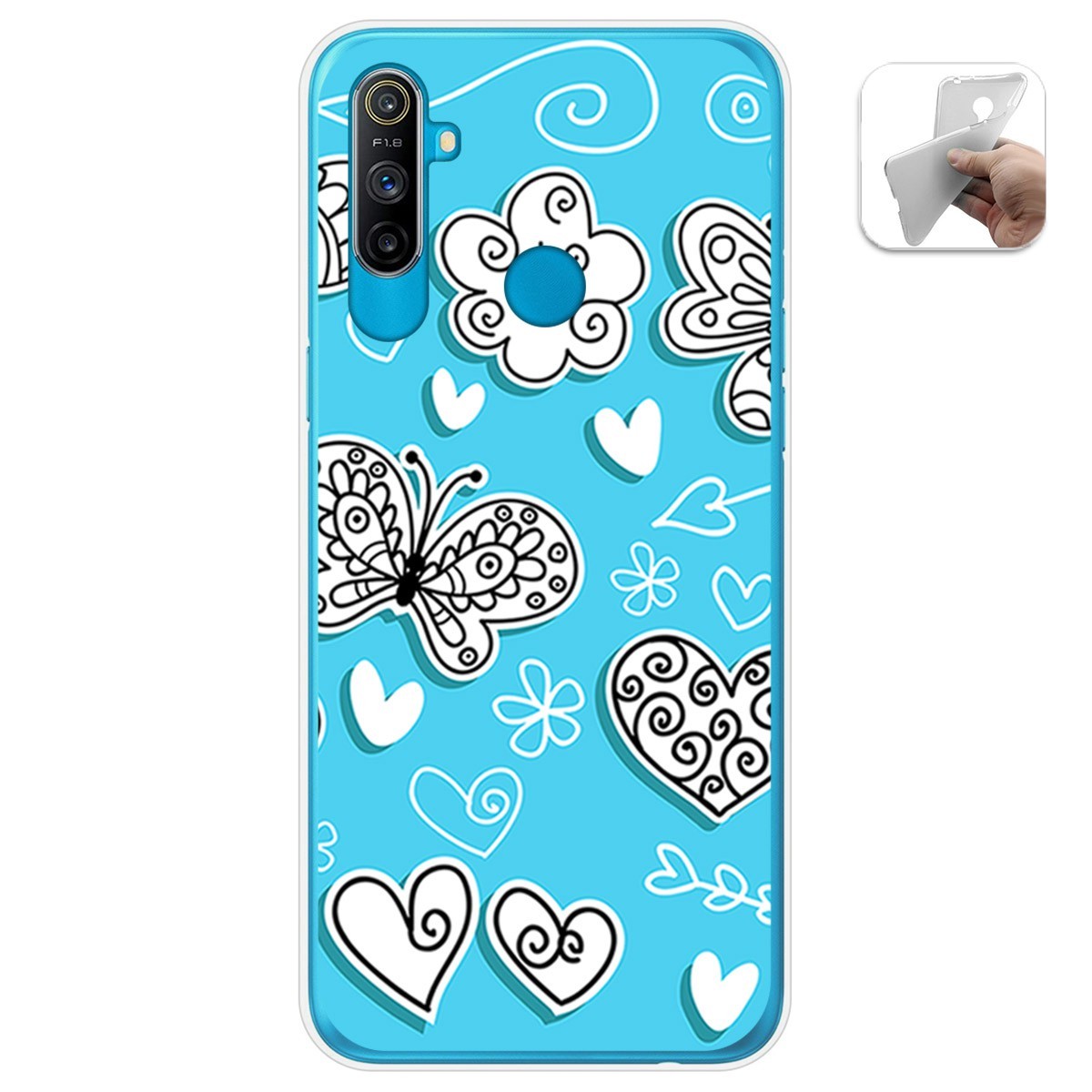 Funda Gel Tpu para Realme C3 diseño Mariposas Dibujos