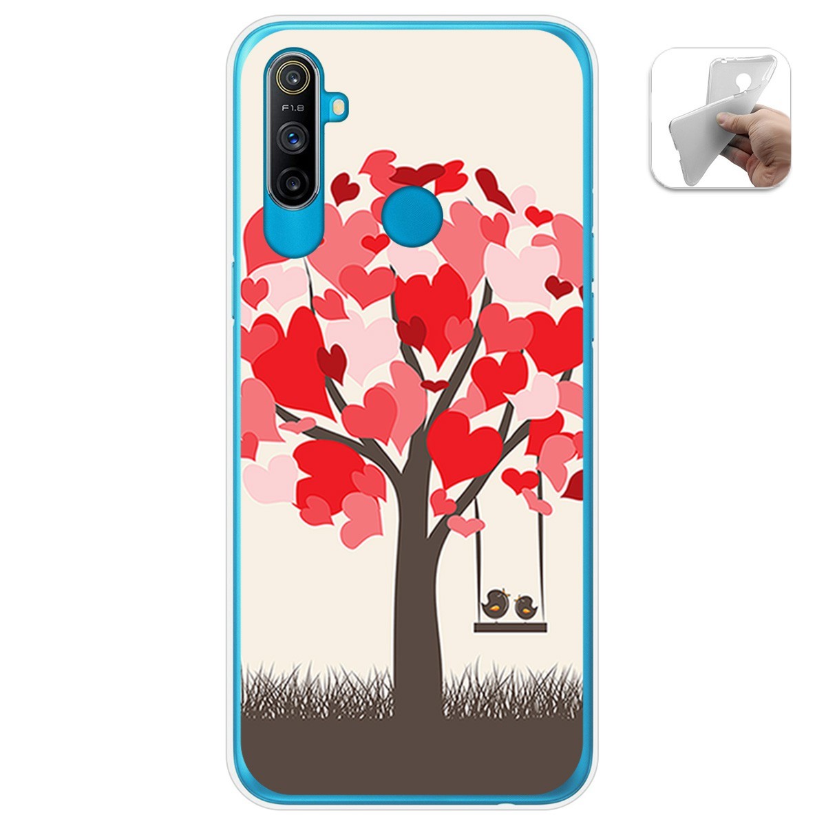 Funda Gel Tpu para Realme C3 diseño Pajaritos Dibujos