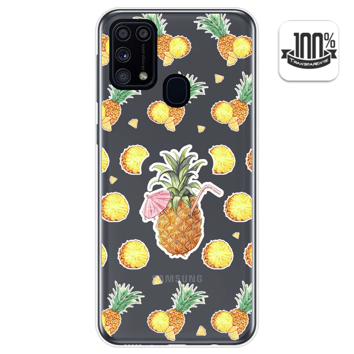 Funda Gel Transparente para Samsung Galaxy M31 diseño Piña Dibujos