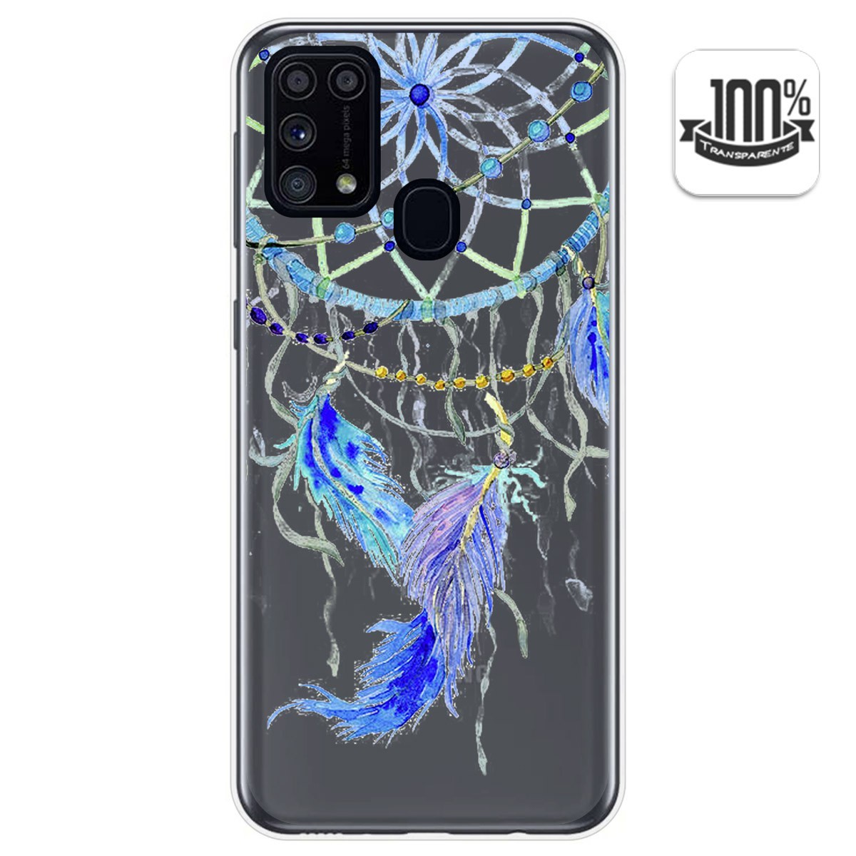Funda Gel Transparente para Samsung Galaxy M31 diseño Plumas Dibujos