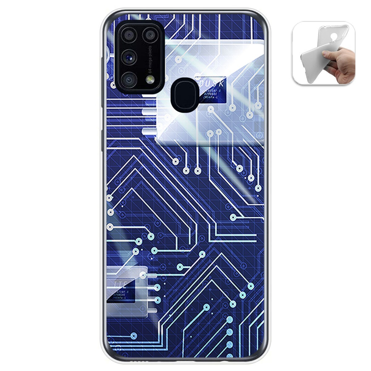 Funda Gel Tpu para Samsung Galaxy M31 diseño Circuito Dibujos