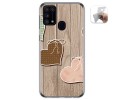 Funda Gel Tpu para Samsung Galaxy M31 diseño Corazones Madera Dibujos