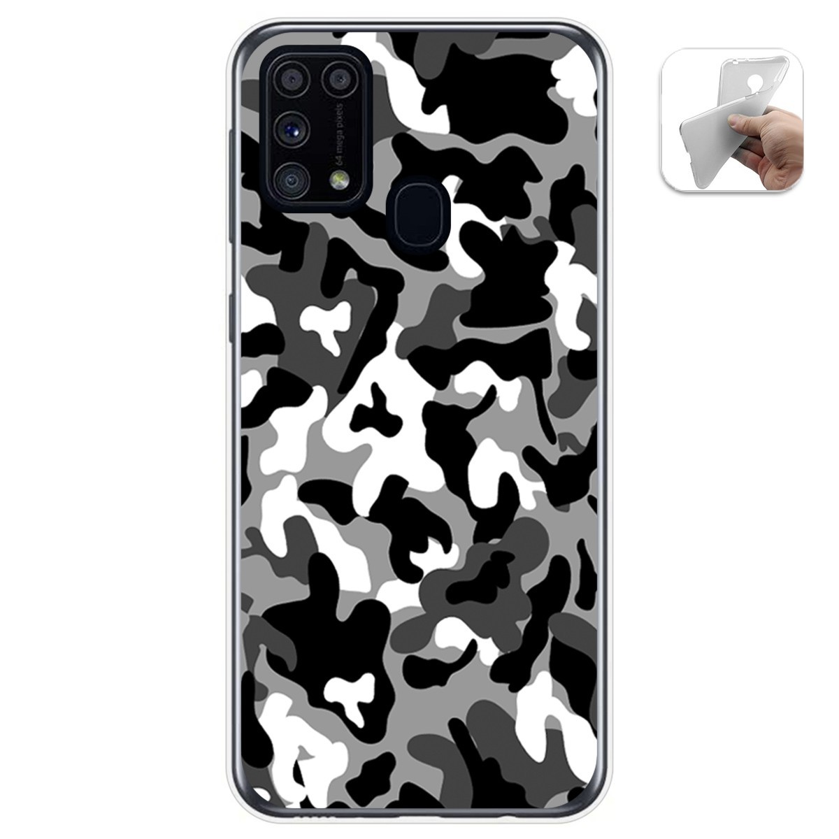 Funda Gel Tpu para Samsung Galaxy M31 diseño Snow Camuflaje Dibujos