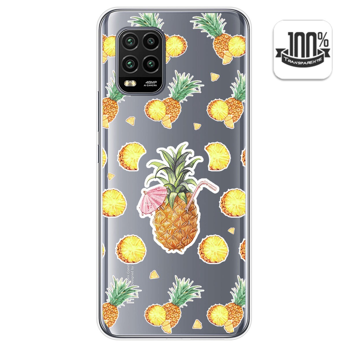 Funda Gel Transparente para Xiaomi Mi 10 Lite diseño Piña Dibujos