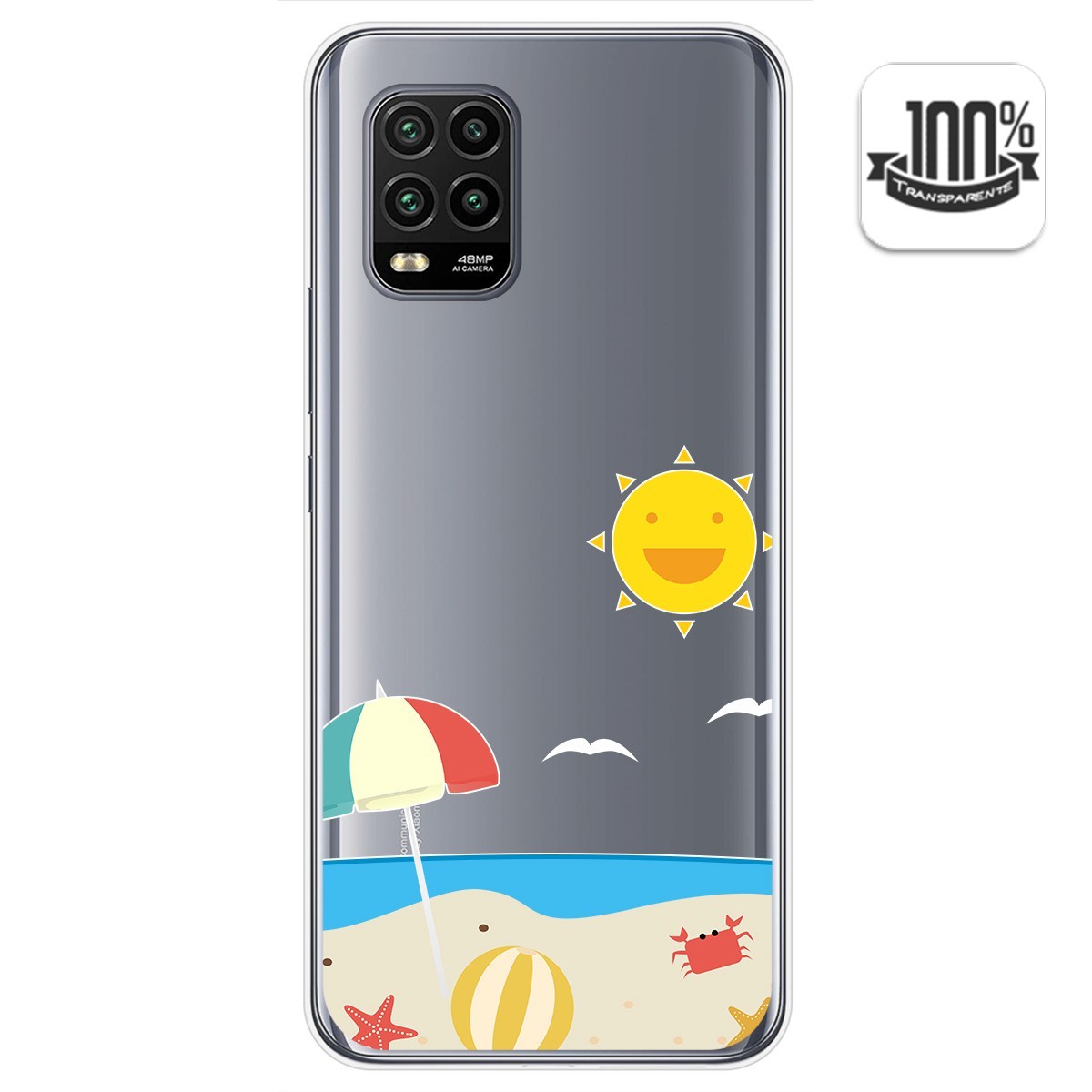 Funda Gel Transparente para Xiaomi Mi 10 Lite diseño Playa Dibujos