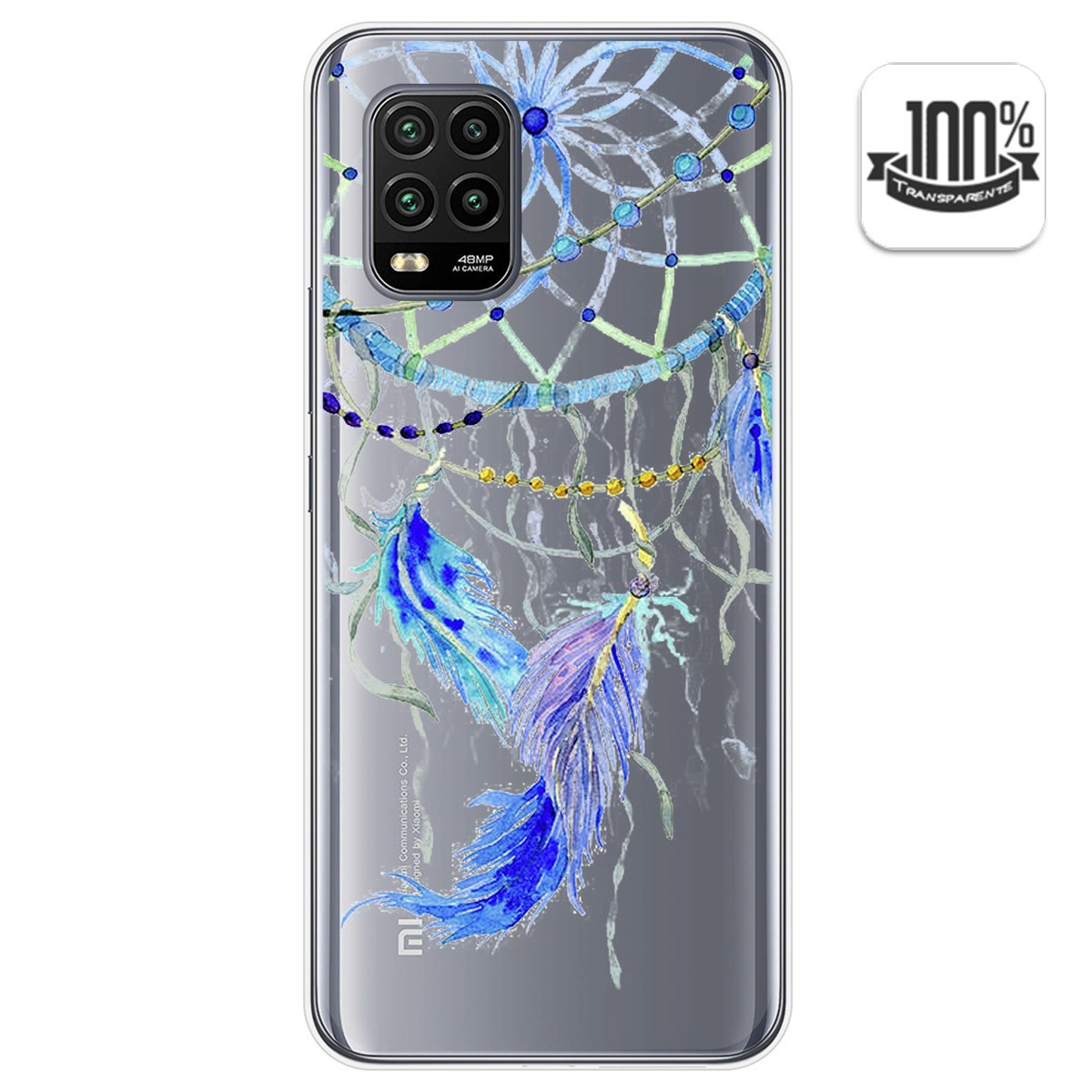 Funda Gel Transparente para Xiaomi Mi 10 Lite diseño Plumas Dibujos