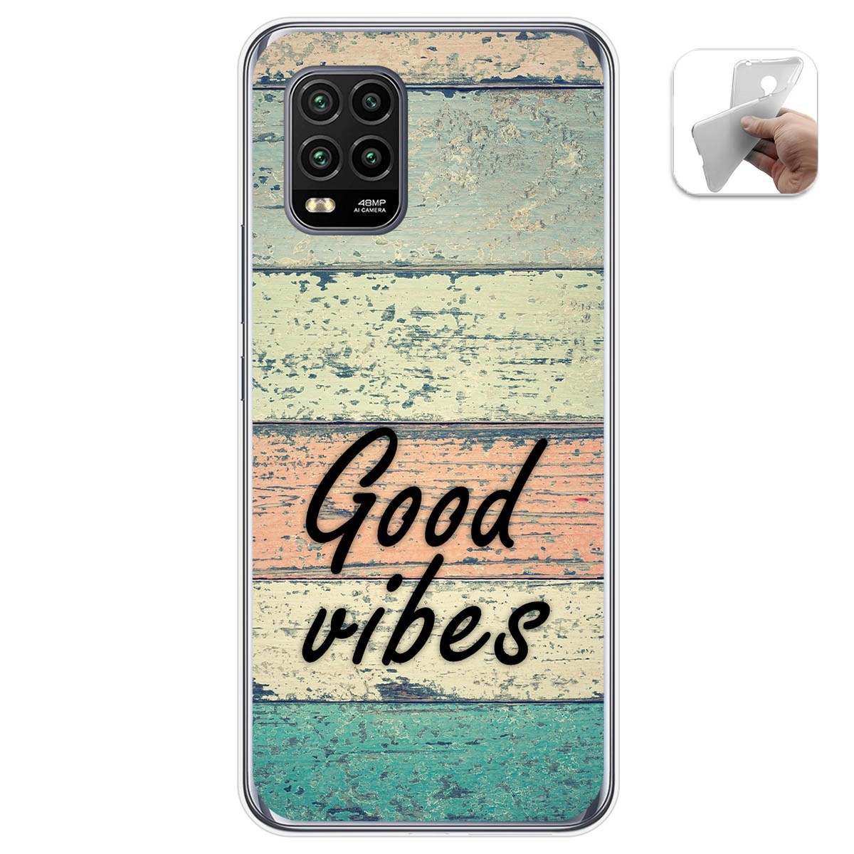 Funda Gel Tpu para Xiaomi Mi 10 Lite diseño Madera 01 Dibujos