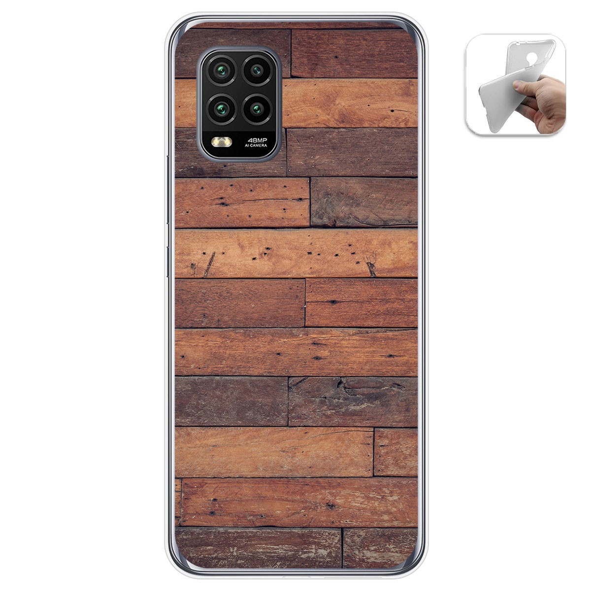 Funda Gel Tpu para Xiaomi Mi 10 Lite diseño Madera 03 Dibujos