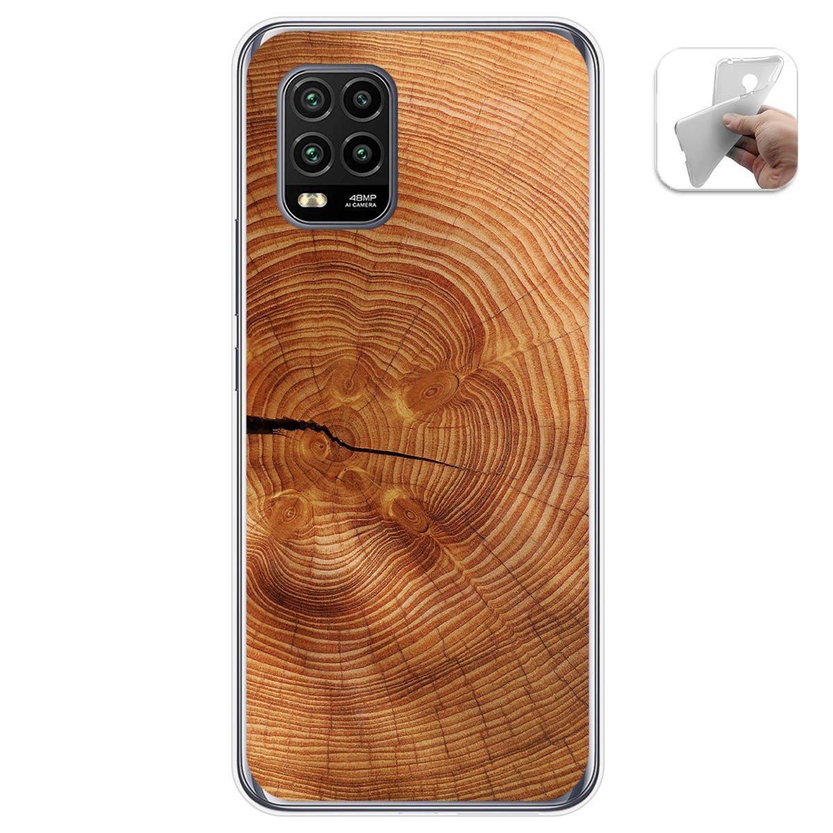 Funda Gel Tpu para Xiaomi Mi 10 Lite diseño Madera 04 Dibujos