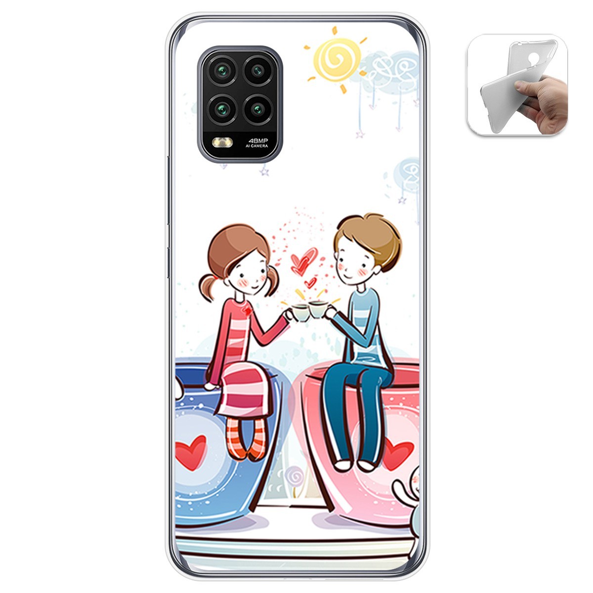 Funda Gel Tpu para Xiaomi Mi 10 Lite diseño Café Dibujos