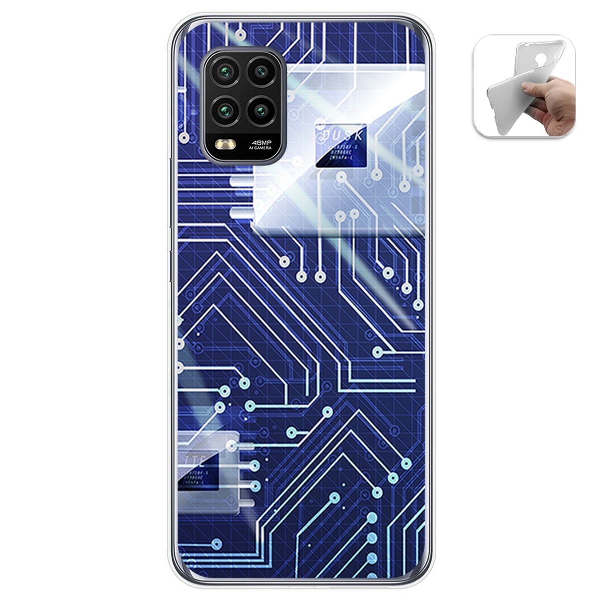 Funda Gel Tpu para Xiaomi Mi 10 Lite diseño Circuito Dibujos