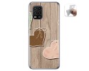 Funda Gel Tpu para Xiaomi Mi 10 Lite diseño Corazones Madera Dibujos