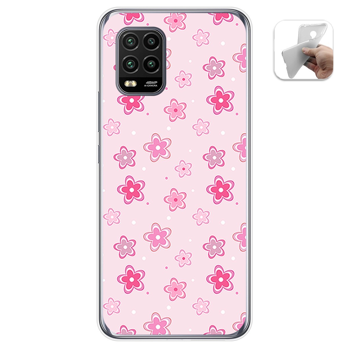 Funda Gel Tpu para Xiaomi Mi 10 Lite diseño Flores Dibujos