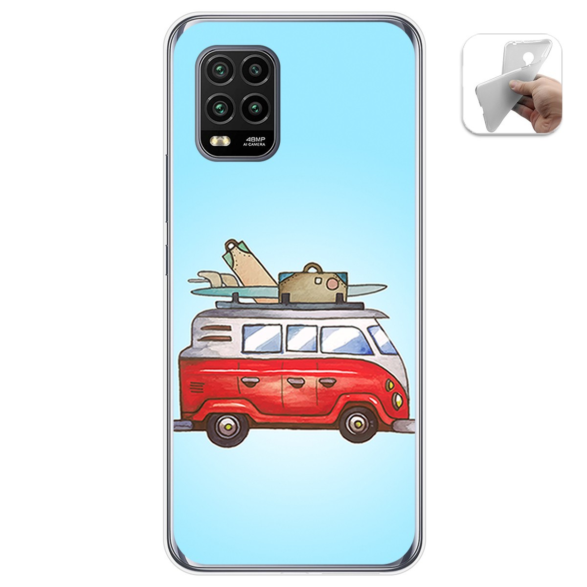Funda Gel Tpu para Xiaomi Mi 10 Lite diseño Furgoneta Dibujos