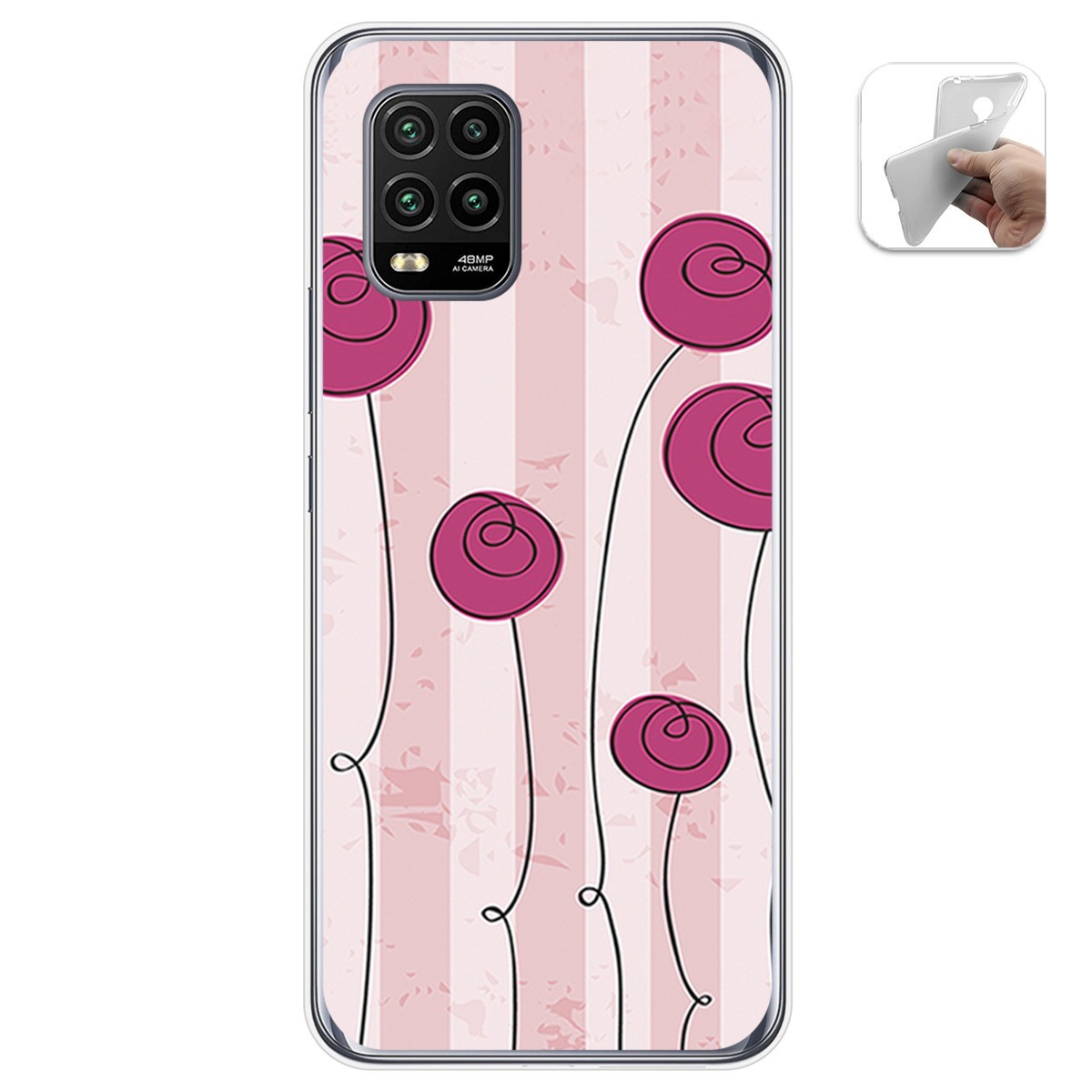 Funda Gel Tpu para Xiaomi Mi 10 Lite diseño Flores Vintage Dibujos