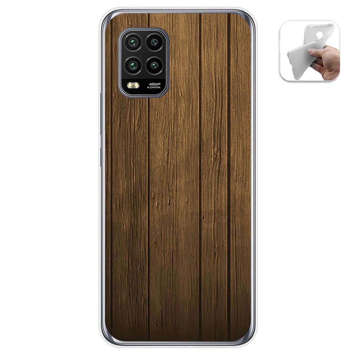 Funda Gel Tpu para Xiaomi Mi 10 Lite diseño Madera Dibujos