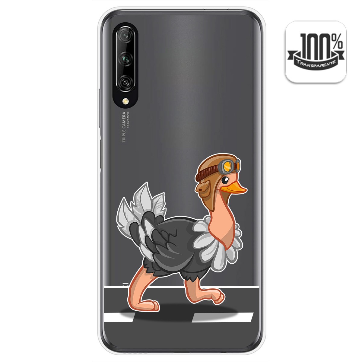 Funda Gel Transparente para Huawei P Smart Pro diseño Avestruz Dibujos