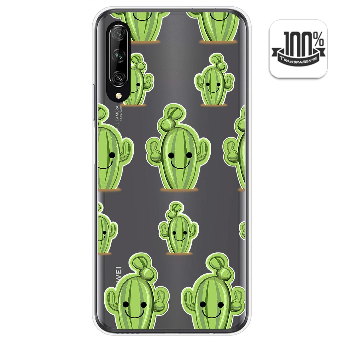 Funda Gel Transparente para Huawei P Smart Pro diseño Cactus Dibujos