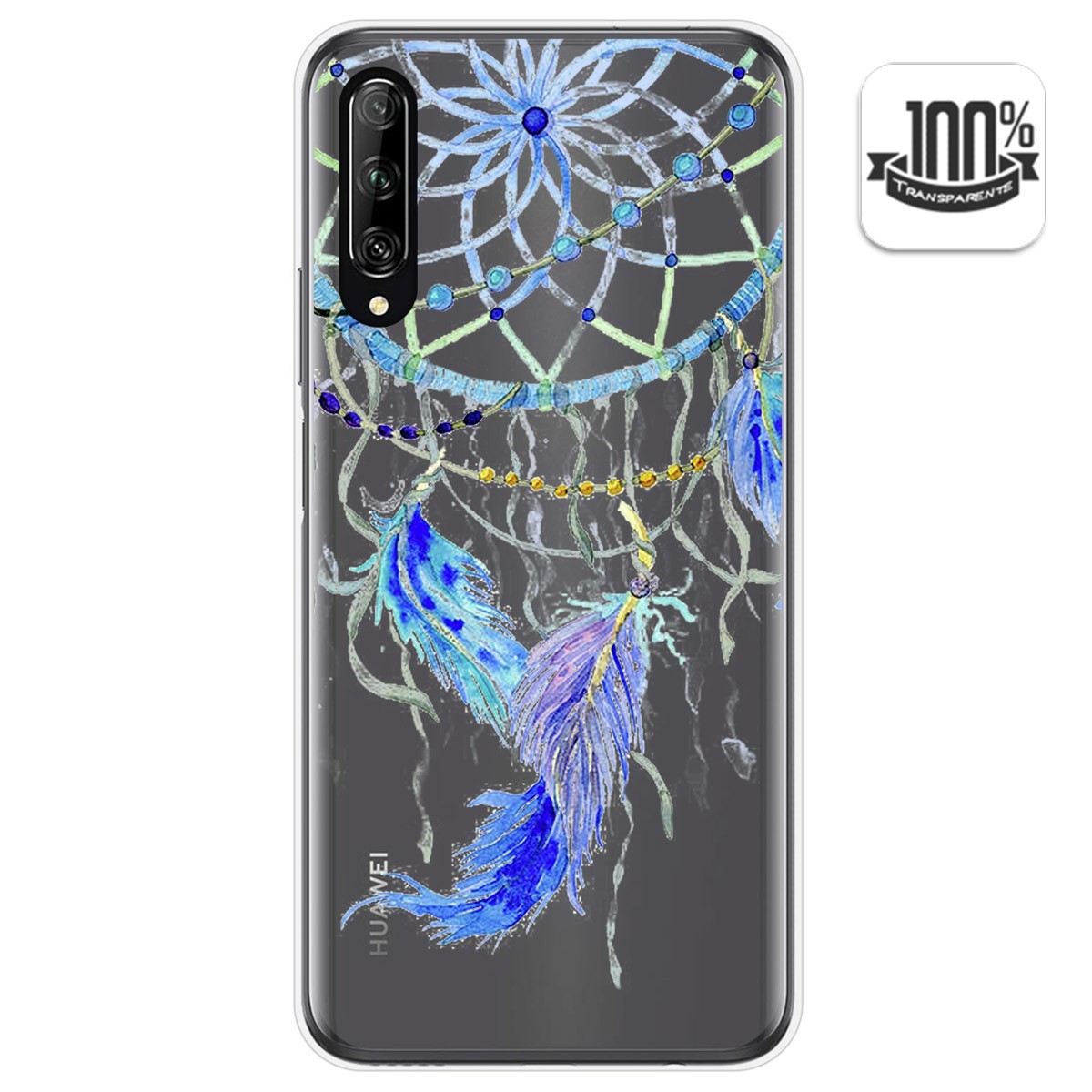 Funda Gel Transparente para Huawei P Smart Pro diseño Plumas Dibujos