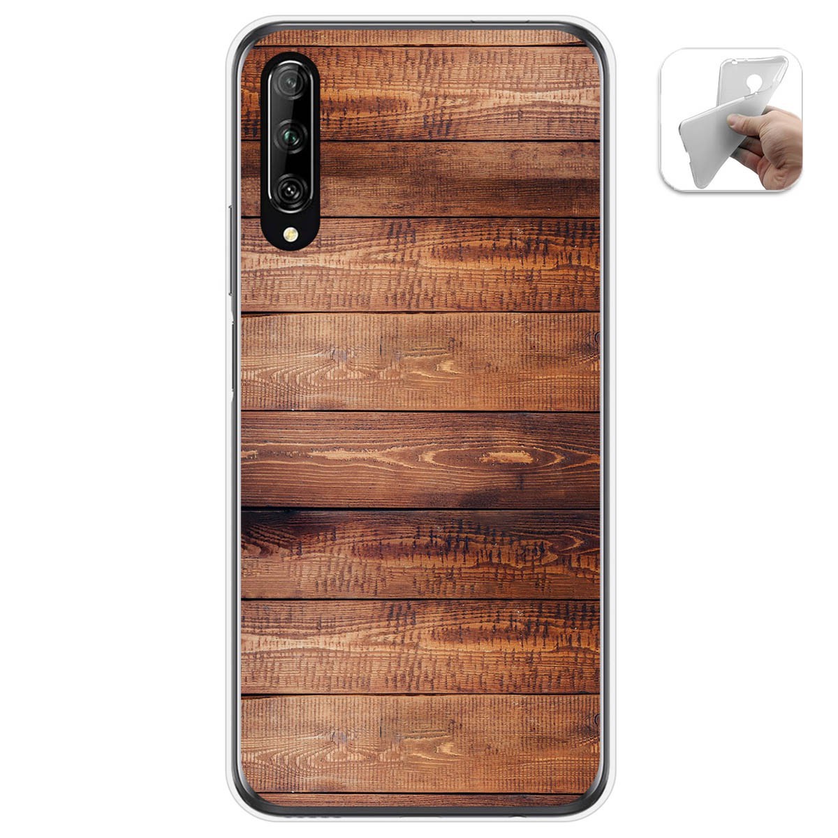 Funda Gel Tpu para Huawei P Smart Pro diseño Madera 02 Dibujos