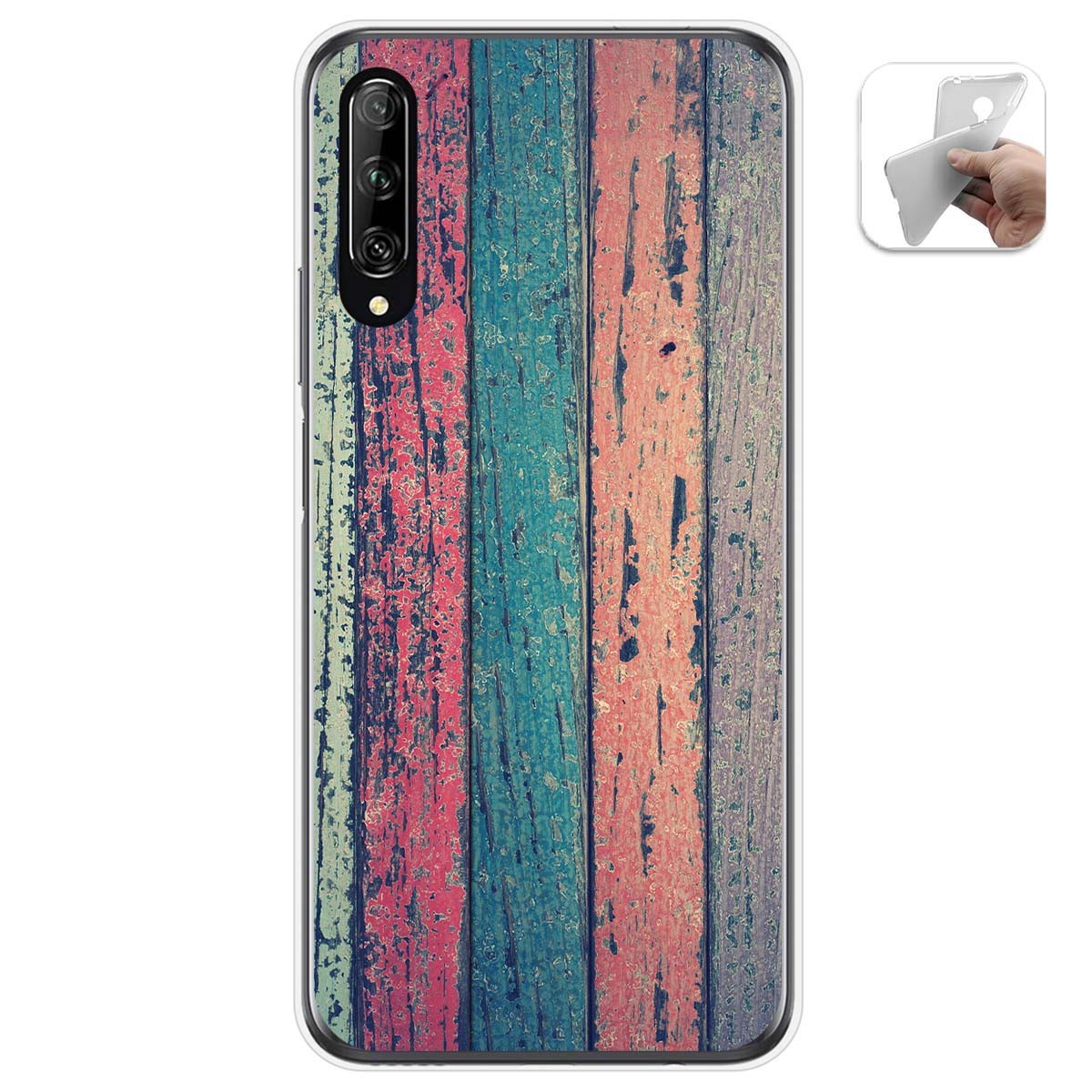 Funda Gel Tpu para Huawei P Smart Pro diseño Madera 10 Dibujos