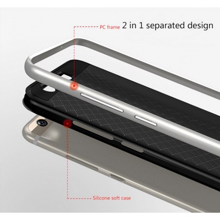 Funda Tipo Neo Hybrid (Pc+Tpu) Negra / Plata para Huawei P10 Plus