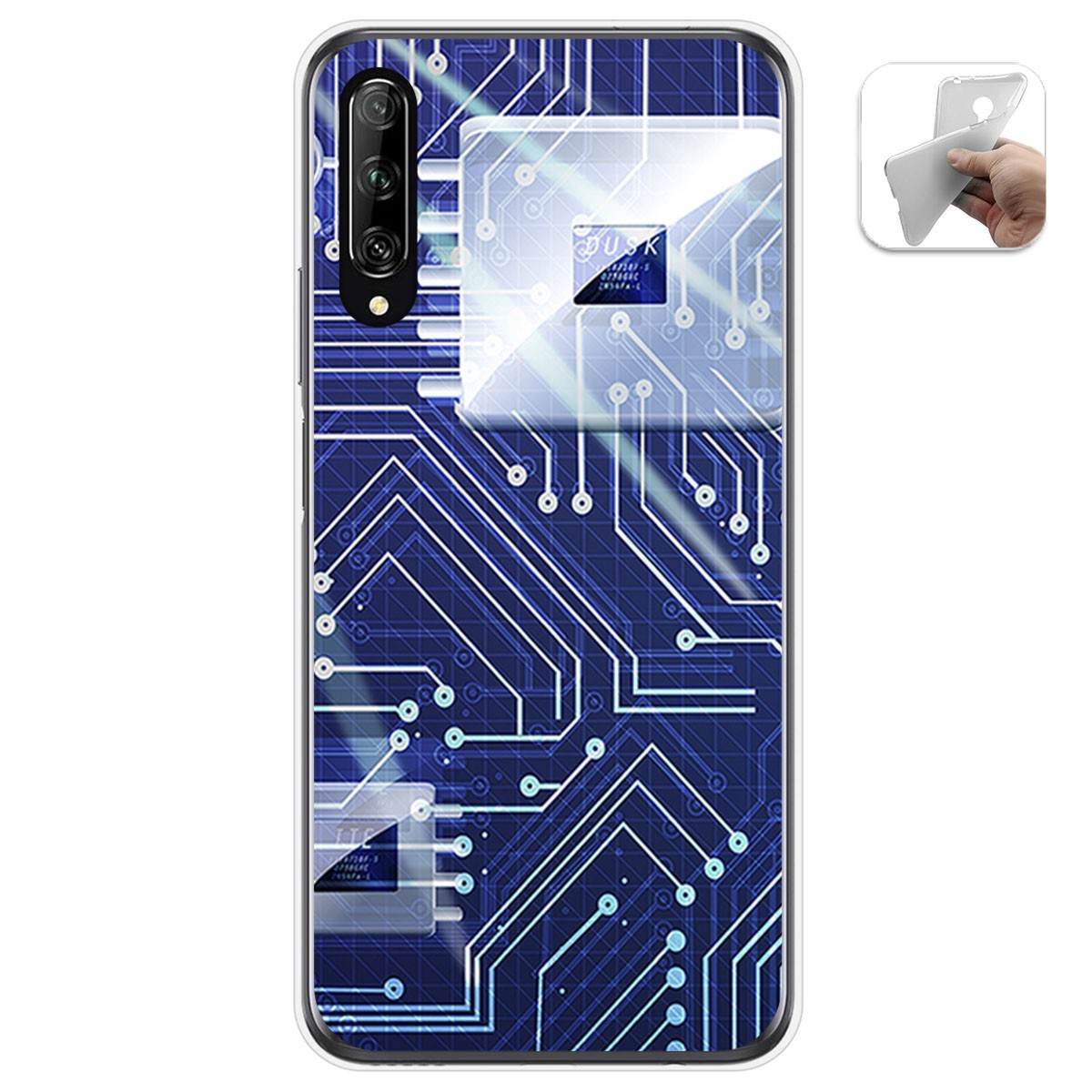 Funda Gel Tpu para Huawei P Smart Pro diseño Circuito Dibujos