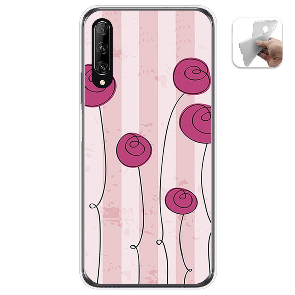Funda Gel Tpu para Huawei P Smart Pro diseño Flores Vintage Dibujos